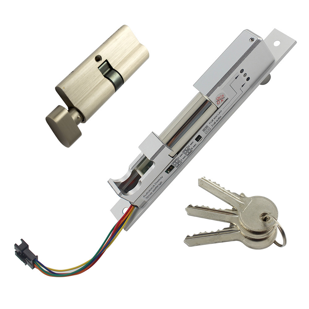 Narrow Frame solid glass metal electric bolt door lock