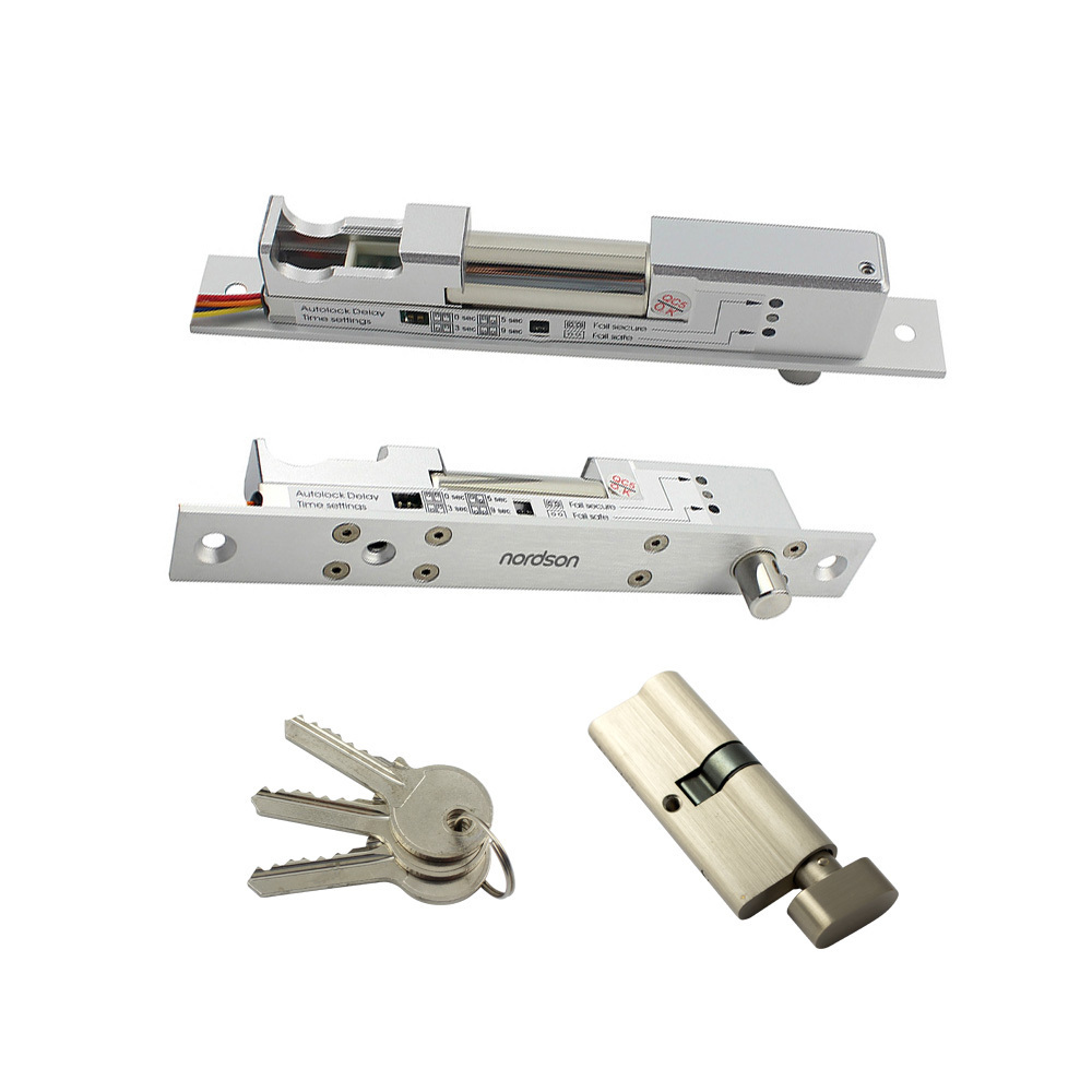 Narrow Frame solid glass metal electric bolt door lock