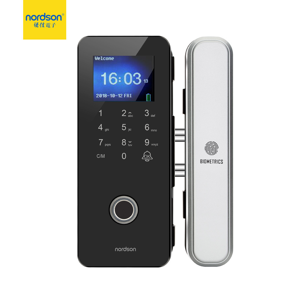 USB self-service electric fingerprint electric smart glass door lock for swing glass gate with digital keypad