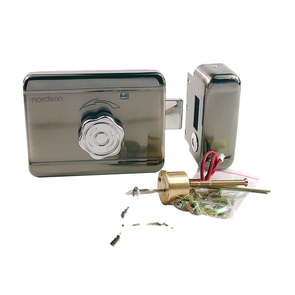 Wear-resisting brass deadbolt electronic mechanical combination electric rim lock for iron gate