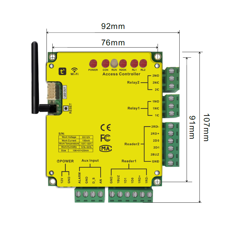 12V Mini Smart Bluetooth WIFI Tuya APP Remote Access Control Panel 1000 User Online Authorization Controller Door Entry System