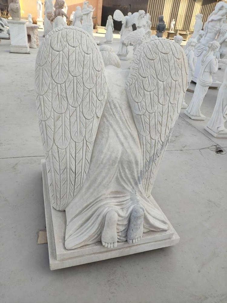 Factory direct sale custom-made natural stone white marble weeping angel Grave Monument / headstone / gravestone / tombstone