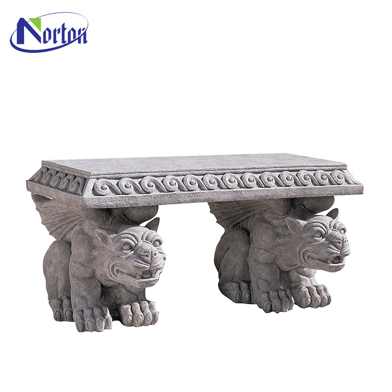 Park outdoor decorative antique nature stone bench marble garden with planter bench for sale