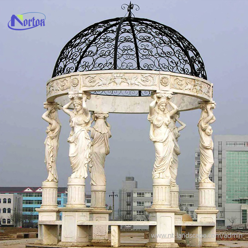 wedding decoration  Modern garden gazebo outdoor stone family used marble gazebos NTMG-004Y