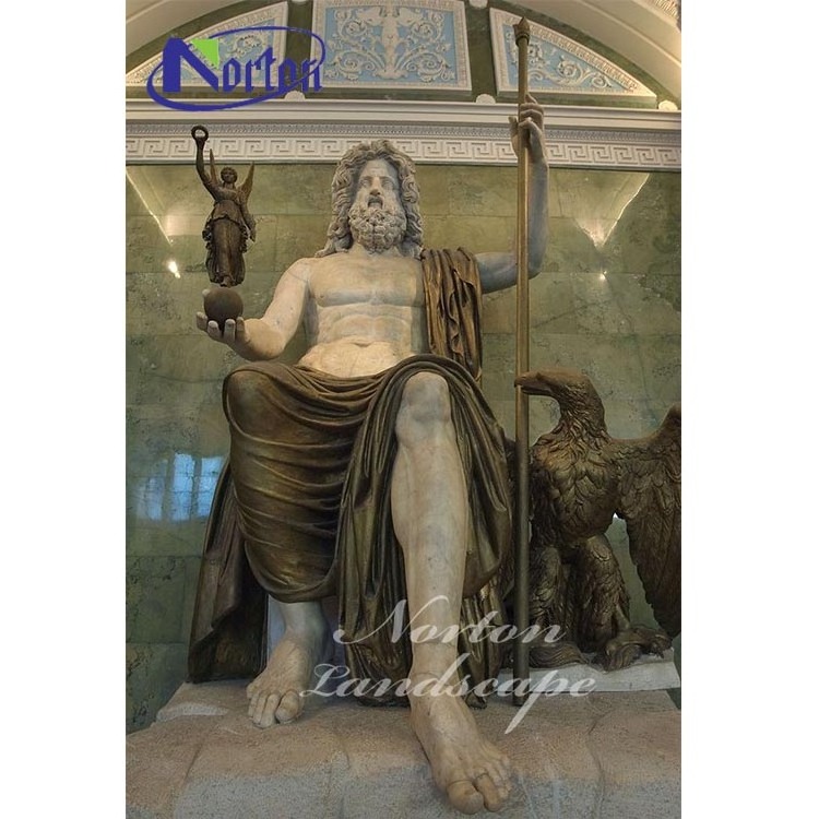 Custom Outdoor Decoration Stone Carving Greek Roman Gods Statue Mold Zeus Marble Statue Sculpture