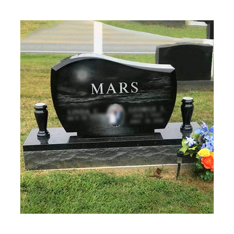 Custom Design Tree Shape Marble Grave Black Stone Granite Tombstone