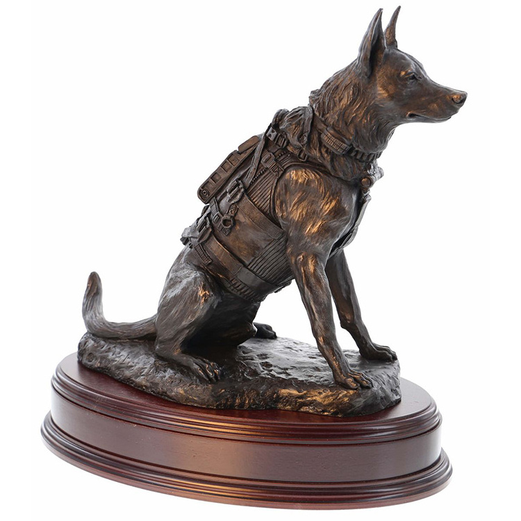 Modern outdoor garden animal decorative life size bronze Dog holding a branch statue sculpture