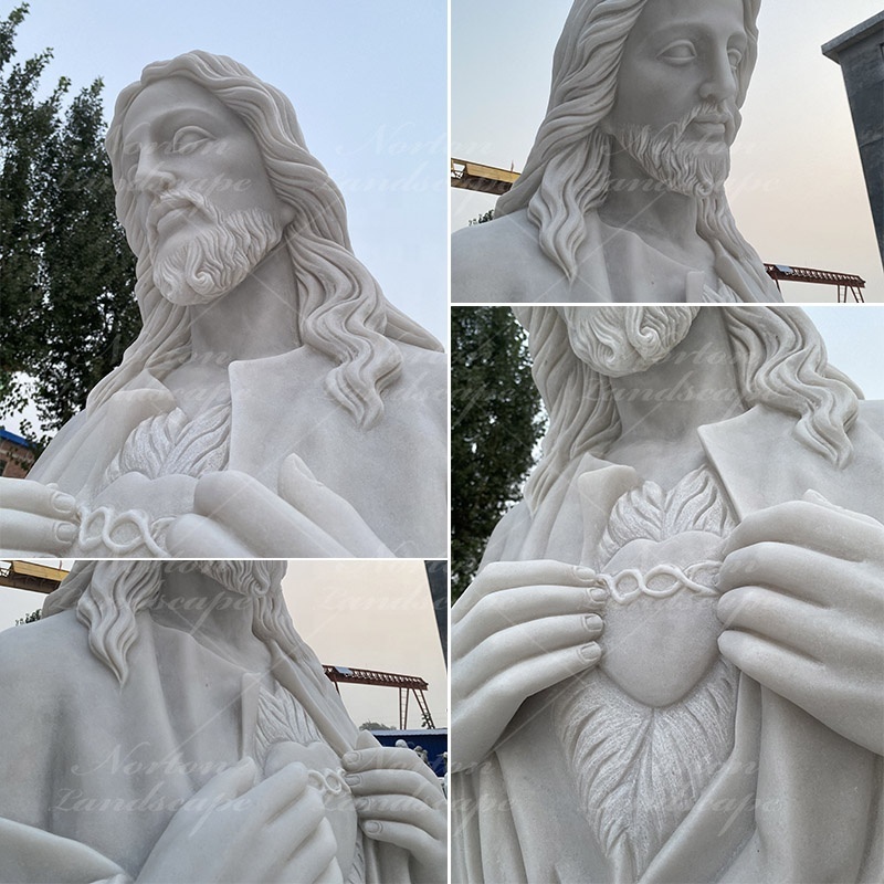 Life Size White Marble Religious Sculpture Jesus Christ With Outstretched Arms Statue for Outdoor The Christ Statue