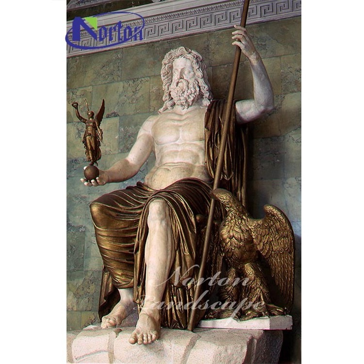 Custom Outdoor Decoration Stone Carving Greek Roman Gods Statue Mold Zeus Marble Statue Sculpture