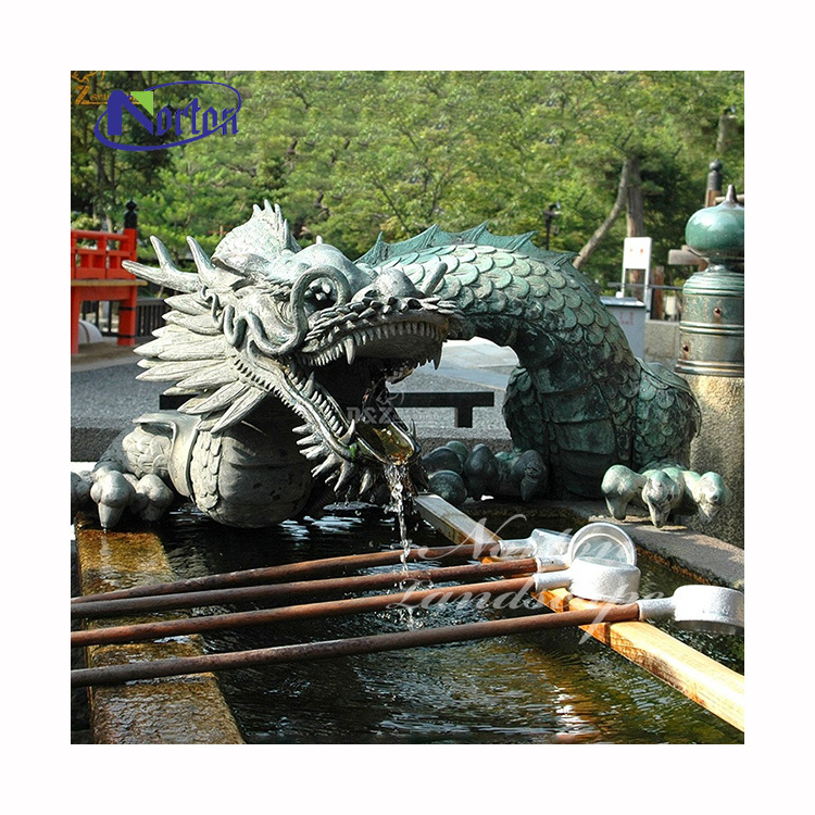 Outdoor Garden Decor Life Size Bronze Brass Metal Crafts Chinese Dragon Statues Sculpture Water Fountain