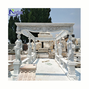 Western style custom fine carving wedding outdoor garden stone gazebo large white marble gazebos with ladies column