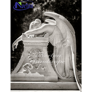 Custom Modern Outdoor Hand Carved Natural Stone Marble weeping angel garden statue angel of grief