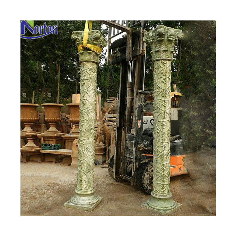 Modern luxury natural square decorative stone Roman column green marble house pillars designs for sale sample for rome column