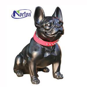 Simple Creative Color Life Size Fiberglass French Bulldog Resin Dog Statue Sculpture Realistic