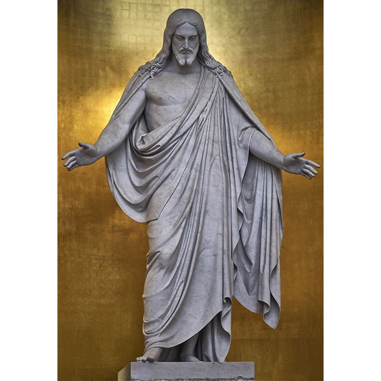 Life Size White Marble Religious Sculpture Jesus Christ With Outstretched Arms Statue for Outdoor The Christ Statue