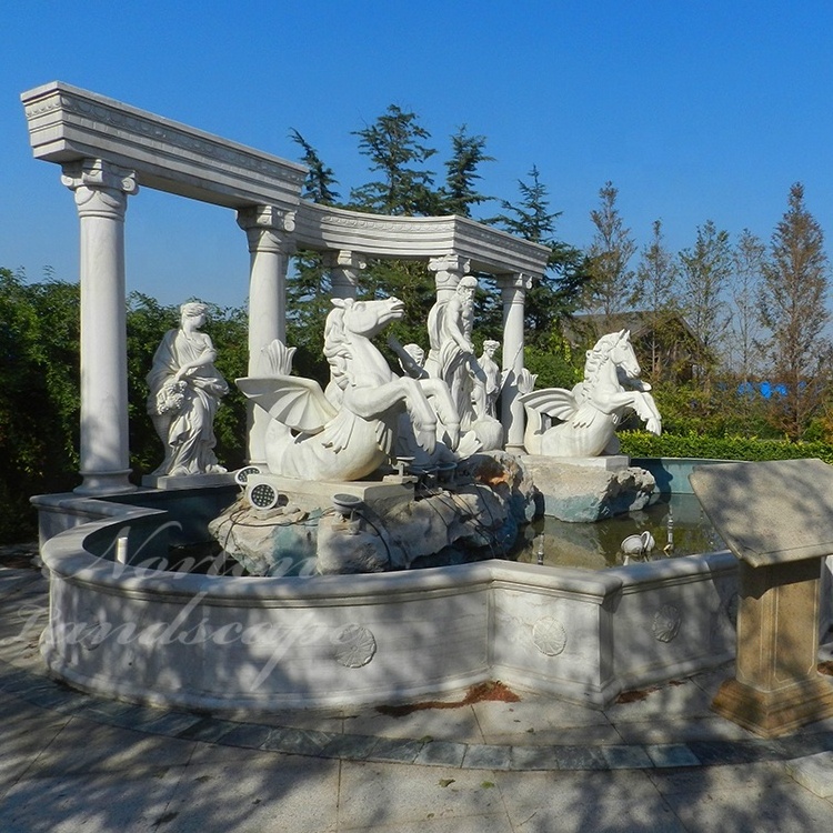 Large Outdoor Garden animal Decoration Natural Stone column Marble wishing Water Fountain Trevi Fountain Prices