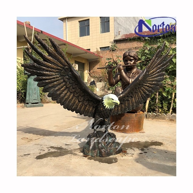 Hand Carved Large Outdoor Brass Metal Bird Sculpture Bronze Big Eagle Statue For Sale