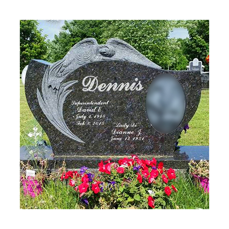 Custom Design Tree Shape Marble Grave Black Stone Granite Tombstone