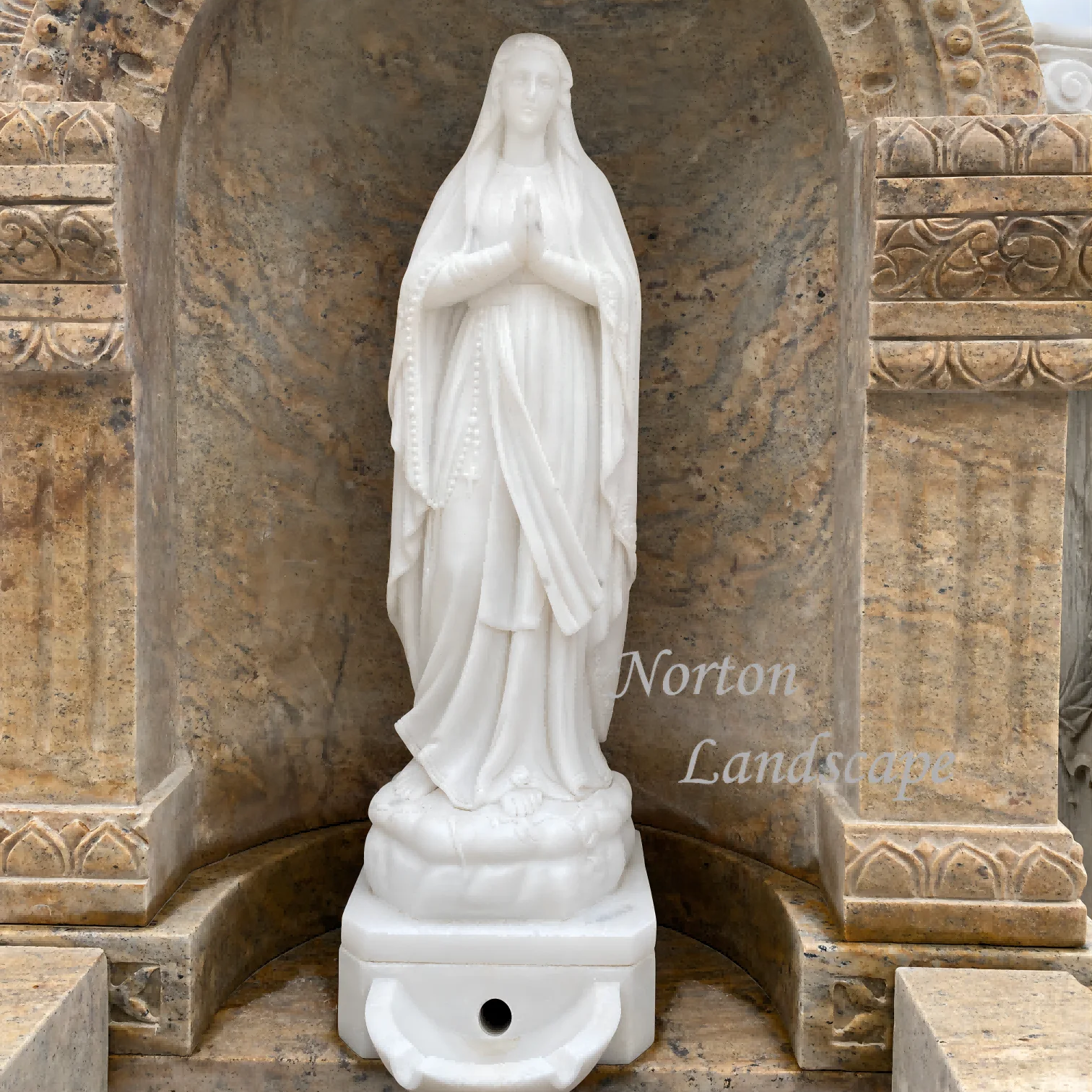 Outdoor Decoration Garden Marble Virgin Mary Water Fountain with Religious Blessed Virgin Mary Sculpture Stone Water Feature