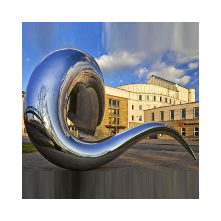 Garden decoration large abstract statue Mirror Polished Stainless Steel sculpture