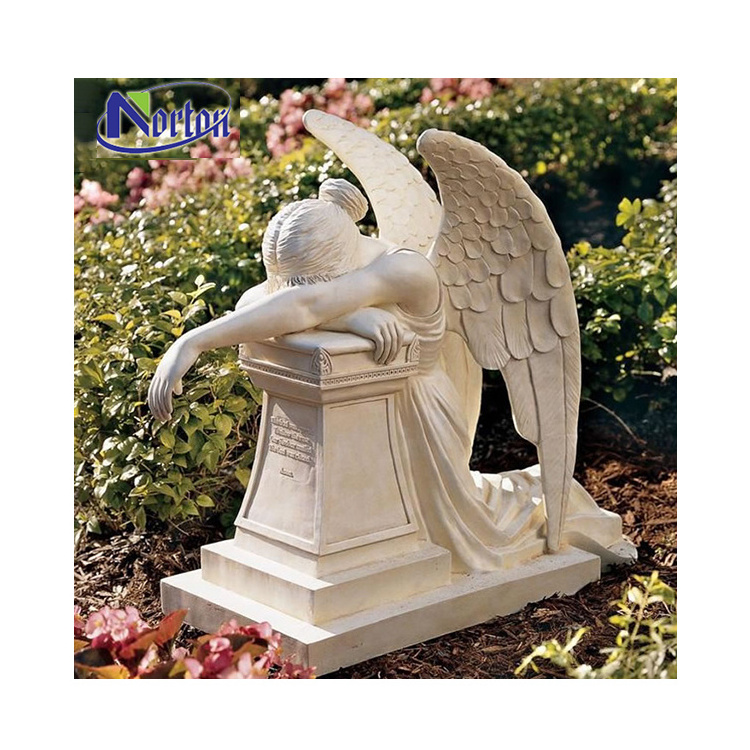 Factory direct sale custom-made natural stone white marble weeping angel Grave Monument / headstone / gravestone / tombstone