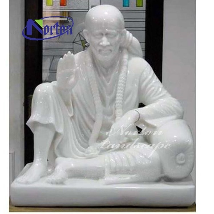 Garden Decor Life Size Stone Carving India White Marble Religious Shirdi Sai Baba God Statue Sculpture