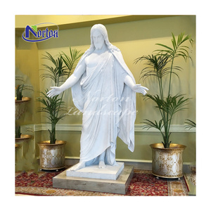 Religious meditating white marble life size stone statue of jesus sculpture for sale