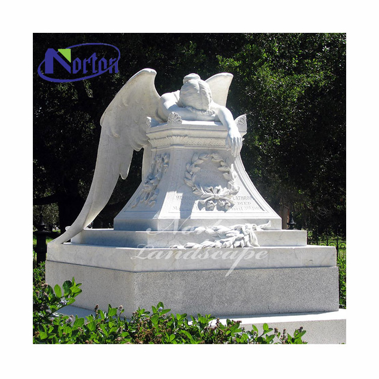 Custom Modern Outdoor Hand Carved Natural Stone Marble weeping angel garden statue angel of grief