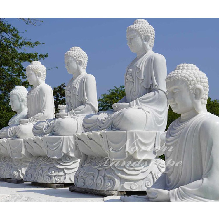 Wholesale Custom Stone Carving Decorations White Marble Sitting Lord Buddha Buddhist Sculpture Statues