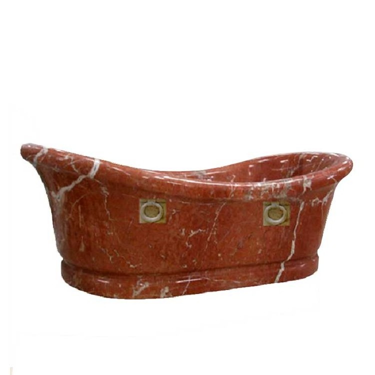 Stone Red Marble Bathtub with Metal Legs Custom Design Luxury Freestanding Natural Modern Hotel TT Wooden Crate Polished Norton