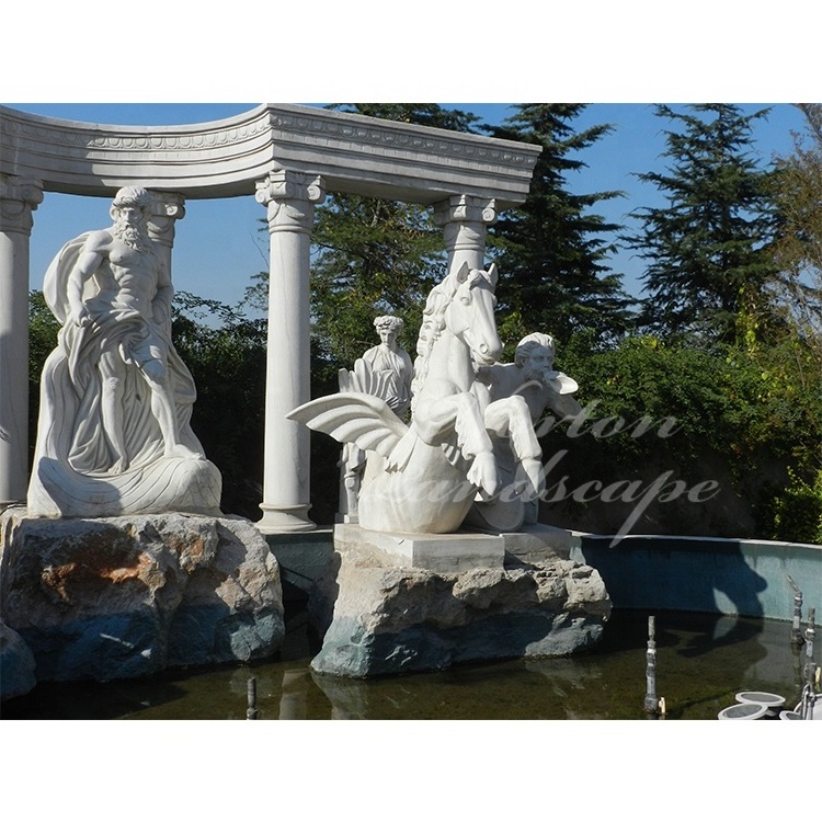 Large Outdoor Garden animal Decoration Natural Stone column Marble wishing Water Fountain Trevi Fountain Prices