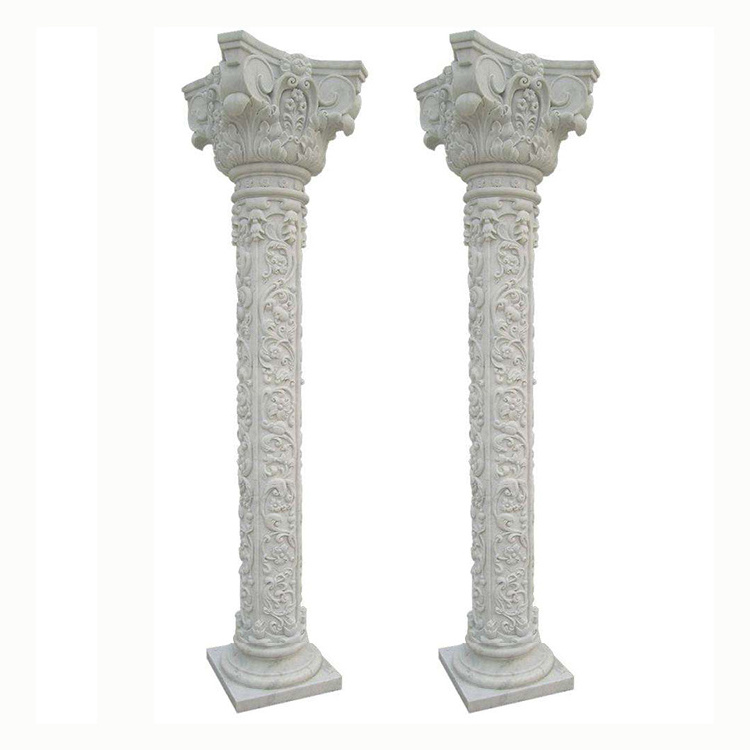 Home decorative marble stair pillar stone column granite stone gate pillar hollow marble roman column price