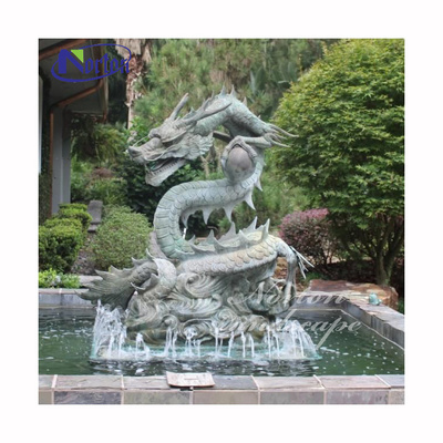 Outdoor Garden Decor Life Size Bronze Brass Metal Crafts Chinese Dragon Statues Sculpture Water Fountain