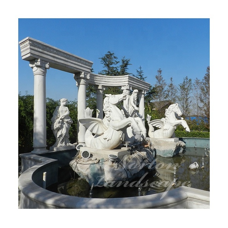 Large Outdoor Garden animal Decoration Natural Stone column Marble wishing Water Fountain Trevi Fountain Prices