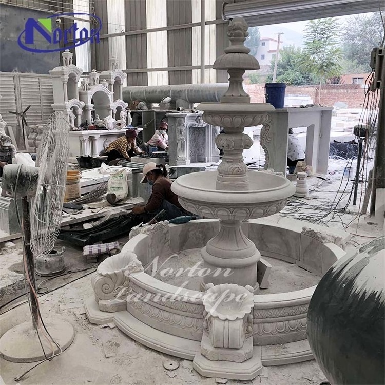 Outdoor Garden Decoration Large Natural Stone Carving White Marble Water Fountains