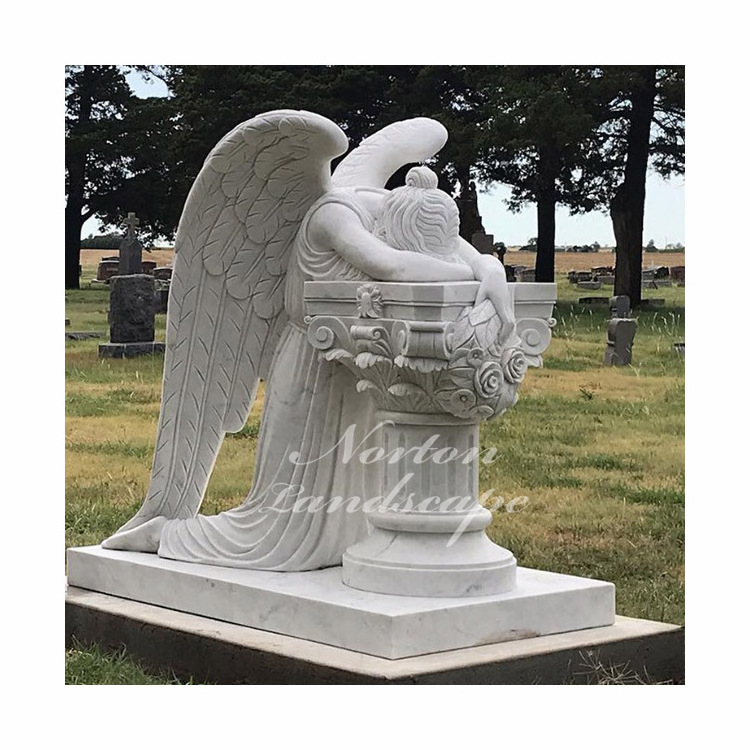 Custom Modern Outdoor Hand Carved Natural Stone Marble weeping angel garden statue angel of grief