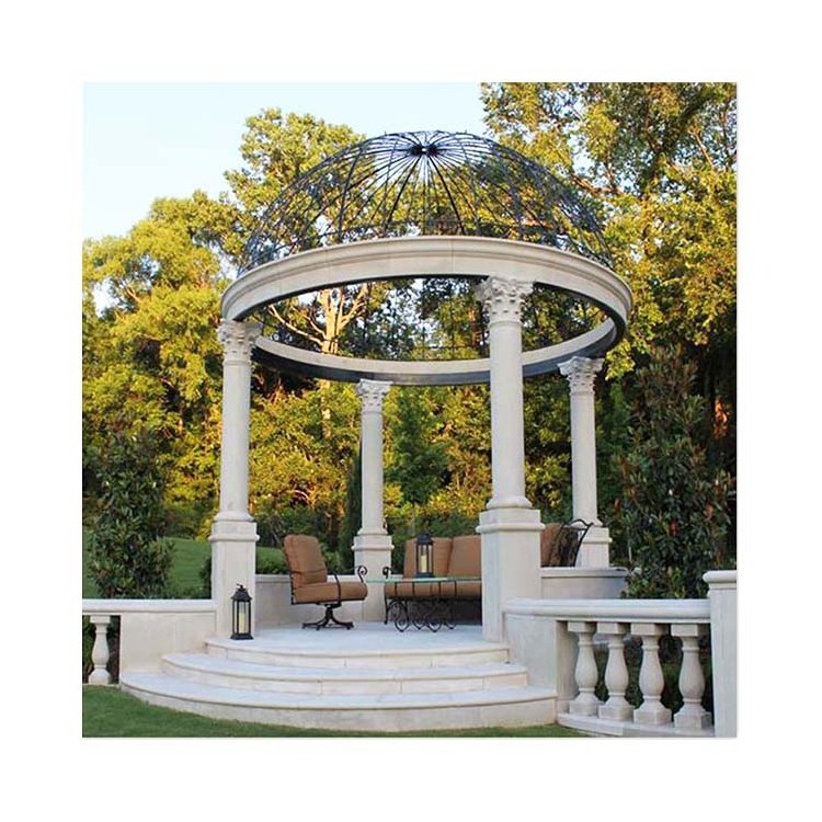 Modern garden outdoor decor beautiful natural stone gazebo marble/stone pavilion for sale NTWP-018Y