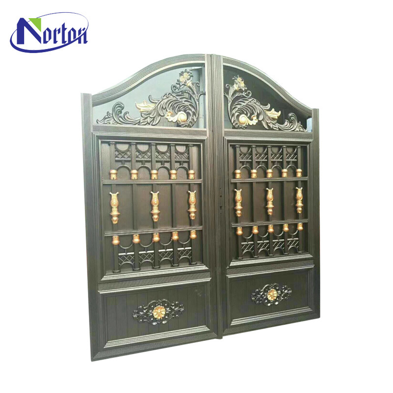 French Unique Design Exquisite House Used Iron Exterior Wrought Iron Modern Door Metal Steel Swing Entry Doors Interior 1 Set