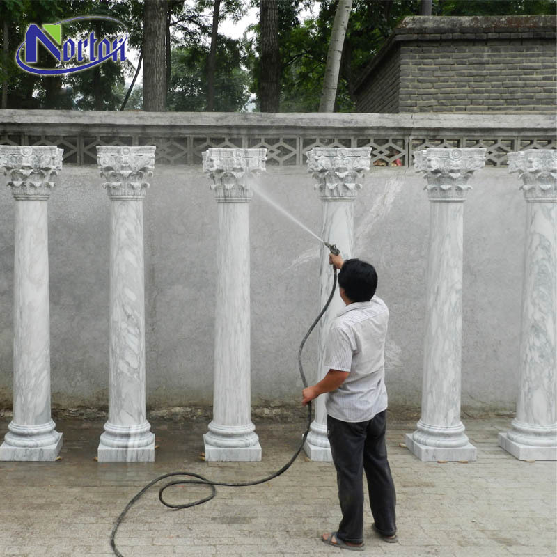 Modern luxury natural square decorative stone Roman column green marble house pillars designs for sale sample for rome column