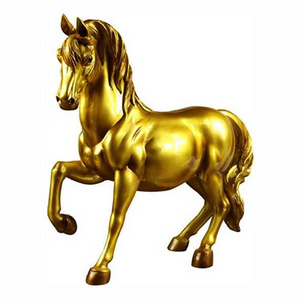 Modern Home Decoration Life Size Golden Resin Fiberglass Horse Statue Sculpture For Sale