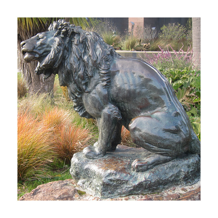 Garden decoration large bronze animal sculpture carved polished brass lion statue