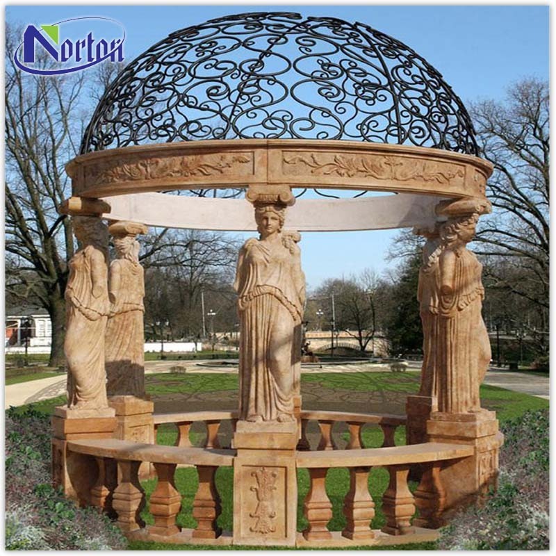 Modern garden outdoor decor beautiful natural stone gazebo marble/stone pavilion for sale NTWP-018Y