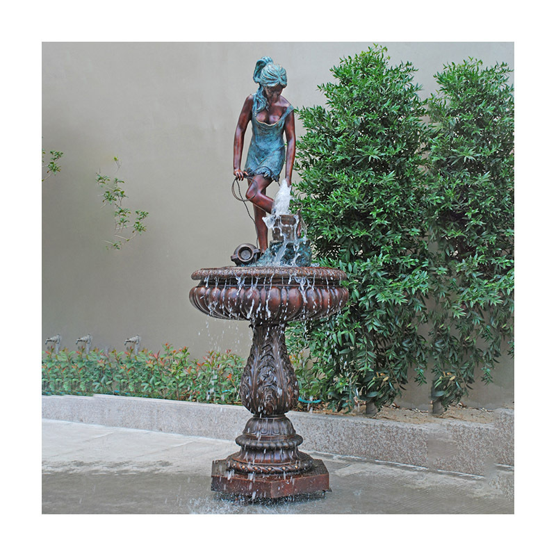 Outdoor Garden Decorative Large Woman And Lion Head Statue Bronze Water Fountain For Sale