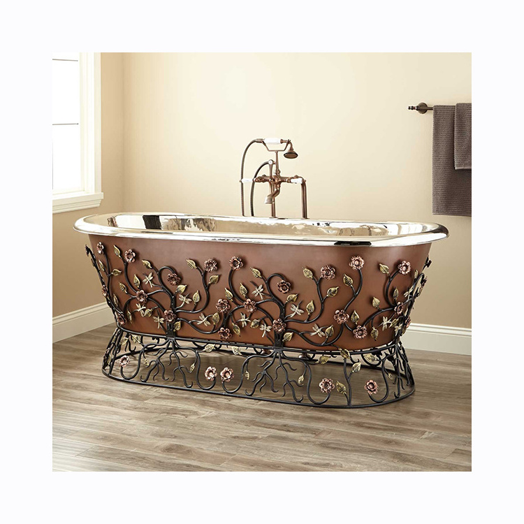 Wholesale Custom Luxury Cast Iron Bath Tub Fresstanding Copper Bathtubs For Adult