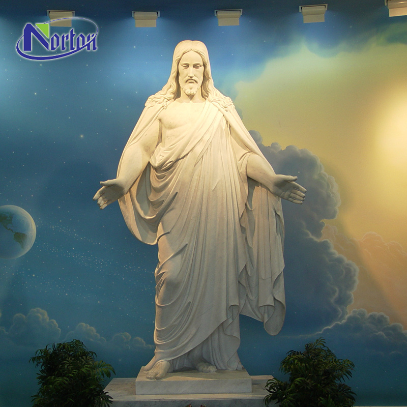 Religious meditating white marble life size stone statue of jesus sculpture for sale