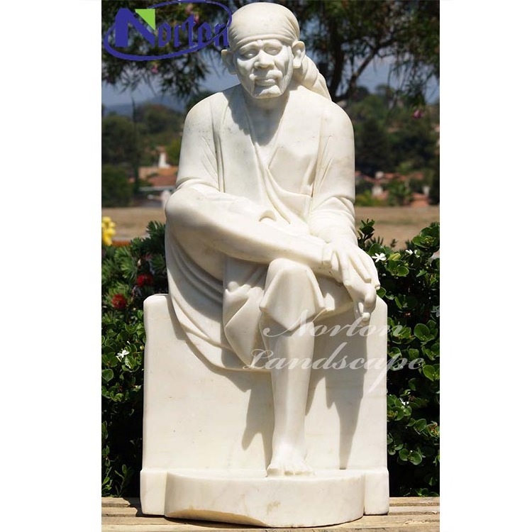 Garden Decor Life Size Stone Carving India White Marble Religious Shirdi Sai Baba God Statue Sculpture