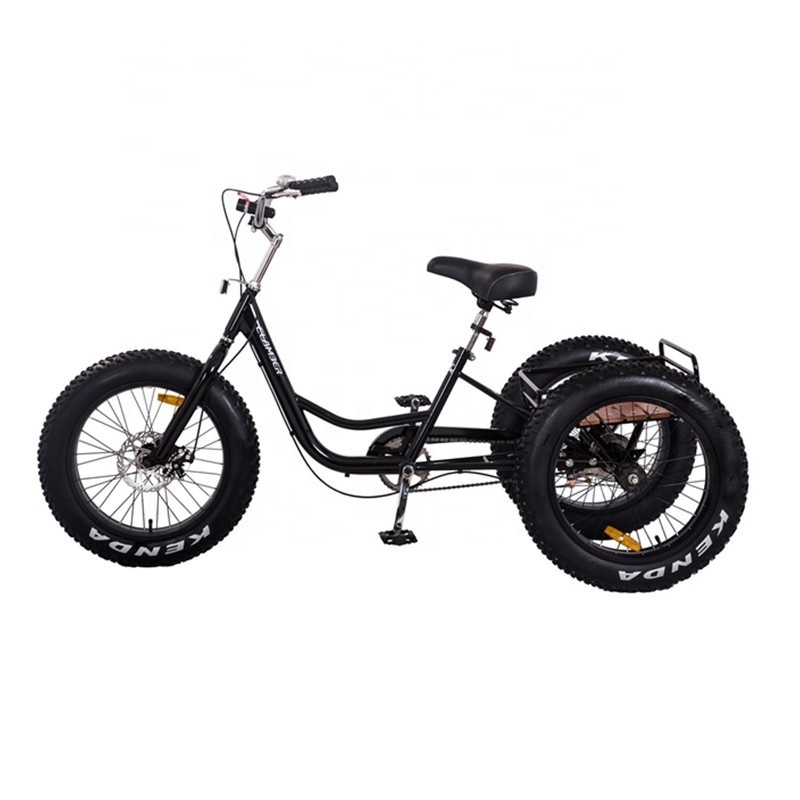 Cheap utility fat tyre single speed 3 wheel steel frame 20 inch shopping beach tricycle cargo bike bicycle for family