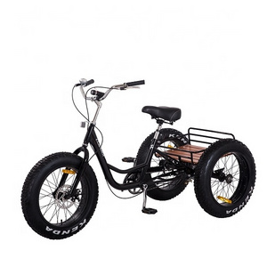 20''*4.0'' Fat tyre tricycle high quality 3 wheel bike with rear plywood basket trike