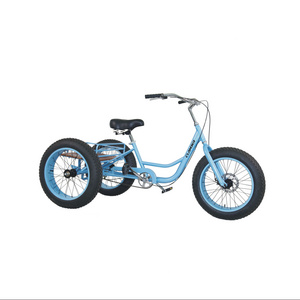 Cheap utility fat tyre single speed 3 wheel steel frame 20 inch shopping beach tricycle cargo bike bicycle for family