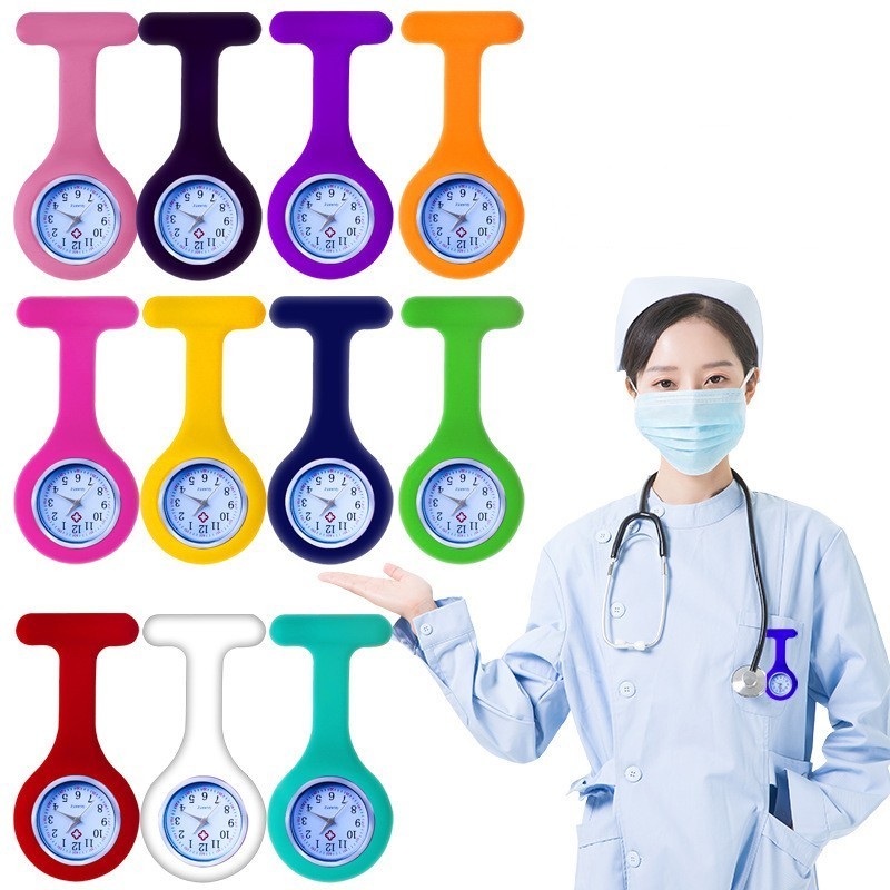 Mini Cute Pocket Silicone Nurse Watches Brooch Tunic Fob Watch with Free Battery Doctor Medical Unisex Watches Clock